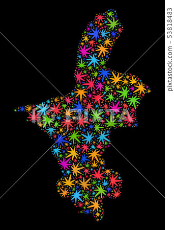 Mosaic Ningxia Hui Region Map of Colored Cannabis Leaves Mosaic Ningxia Hui Region Map of Colored Cannabis Leaves 53818483