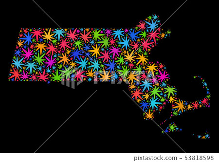 Mosaic Massachusetts State Map of Bright Marijuana Leaves Mosaic Massachusetts State Map of Bright Marijuana Leaves 53818598
