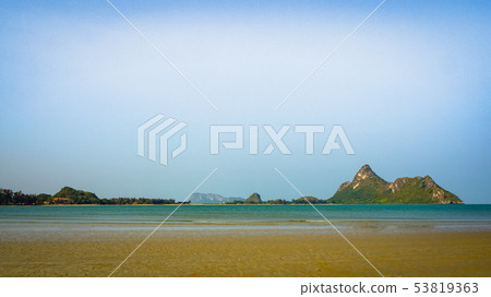 Summer landscape with beach, blue sea 53819363