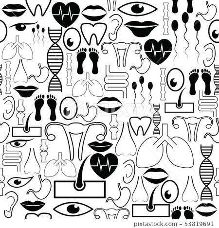 Vector Seamless Pattern with Illustration of Human Anatomy Stock