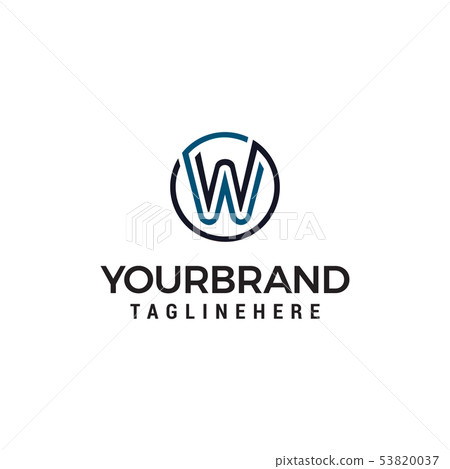 Letter W logo, Circle shape symbol designs 53820037