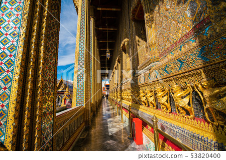 Golden pagoda with giant bird interior of Wat Phra 53820400