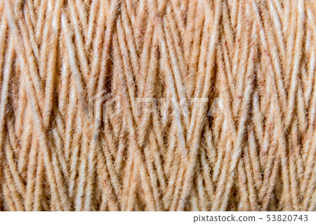 Thread in clew close up picture. Twine. Top view. Copy space. Thread in clew close up picture. Twine. Top view. Copy space. 53820743