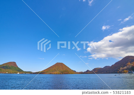 Looking at Haruna Fuji, Somayama and Mt. Inhata from the bottom of Lake Haruna in autumn Looking at Haruna Fuji, Somayama and Mt. Inhata from the bottom of Lake Haruna in autumn 53821183