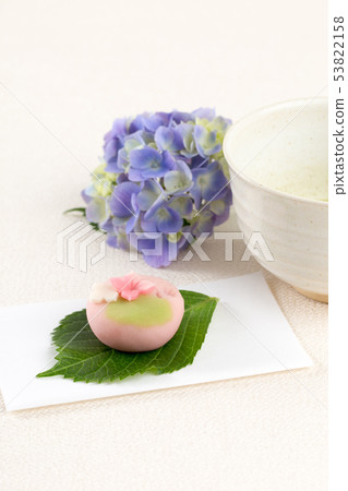 Matcha and raw sweets (hydrangea image) 53822158