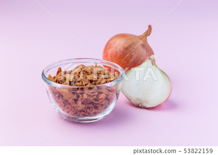 Fried onion in the glass, topping for hot dog 53822159