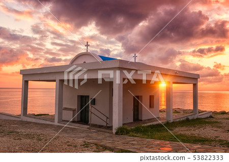 Agioi Anargiroi church at sunrise, Cavo Greco, Cyprus Agioi Anargiroi church at sunrise, Cavo Greco, Cyprus 53822333