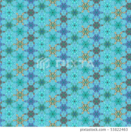 Abstract blue east motif geometric pattern Abstract blue east motif geometric pattern 53822463