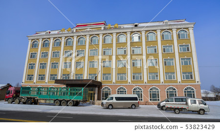 Street at winter in Harbin, China 53823429
