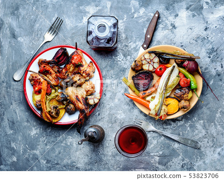 Tasty grilled chicken wings 53823706