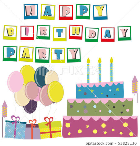 Vector happy birthday card. Birthday cake Vector happy birthday card. Birthday cake 53825130