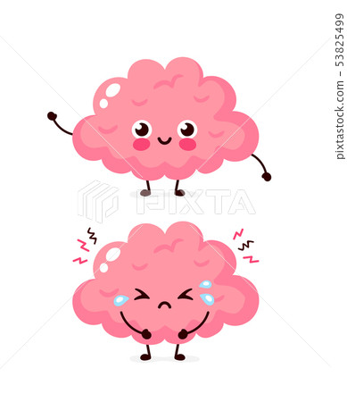 Cute sad unhealthy sick and strong brain - Stock Illustration [53825499] -  PIXTA