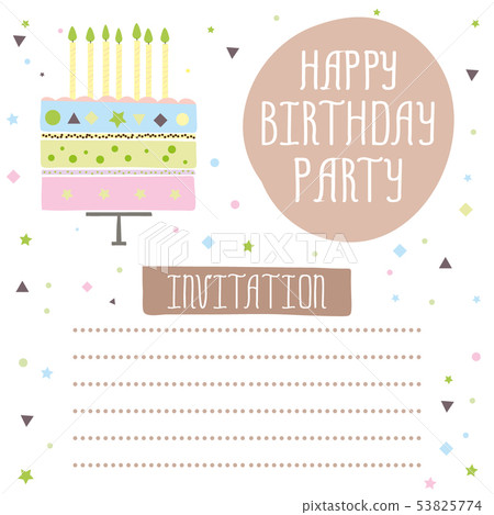 Happy birthday, cute invitation card with cake and Happy birthday, cute invitation card with cake and 53825774