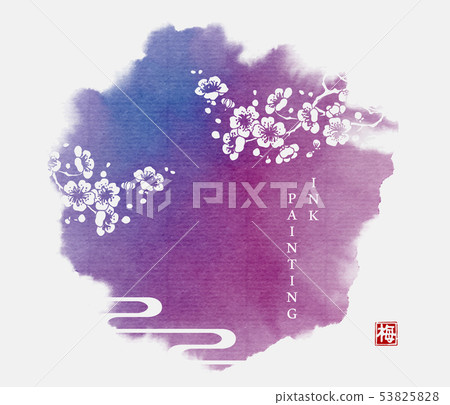 Watercolor ink paint art texture plum blossom Watercolor ink paint art texture plum blossom 53825828