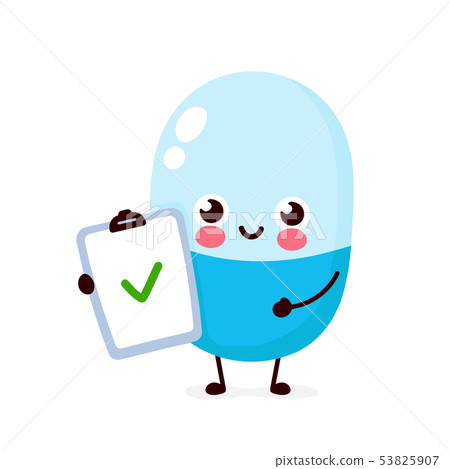 Cute strong happy smiling pill hold check list Cute strong happy smiling pill hold check list 53825907