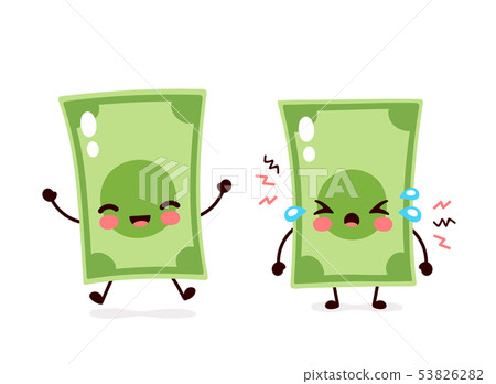 Cute happy smiling and sad cry money banknote 53826282