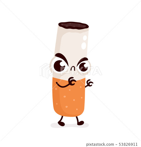 Angry cute cigarette character. Vector - Stock Illustration [53826911]