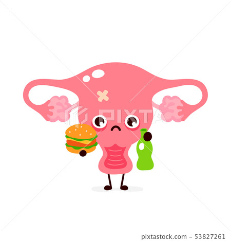 Sad suffering sick cute uterus character Sad suffering sick cute uterus character 53827261