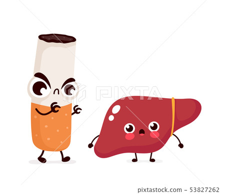 Angry scary cigarette kill liver character Angry scary cigarette kill liver character 53827262