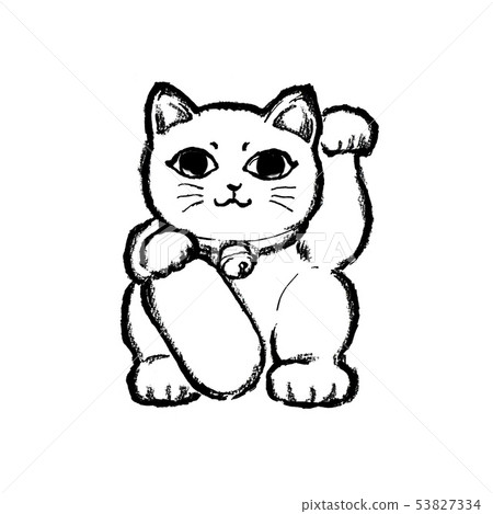 Beckoning cat imitating cat inviting oval black and white black and white left hand Beckoning cat imitating cat inviting oval black and white black and white left hand 53827334