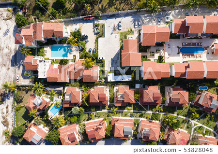 Aerial view with caribbean city Aerial view with caribbean city 53828048