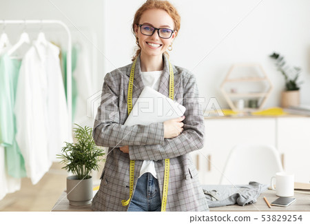 Happy Fashion Designer Entrepreneur At Creative Studio Happy Fashion Designer Entrepreneur At Creative Studio 53829254