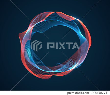 Music circle wave. Sound beat ripples emit waves flux. Music spectrum neon lines. Digital audio 53830771