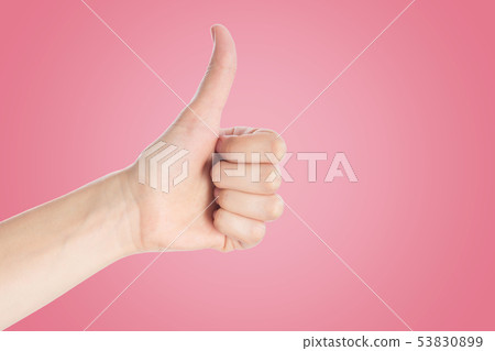 Hand show thumbs up sign, close up Hand show thumbs up sign, close up 53830899