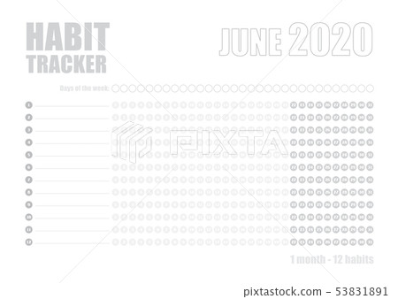Printable blank A4 size sheet of Habit tracker template Printable blank A4 size sheet of Habit tracker template 53831891