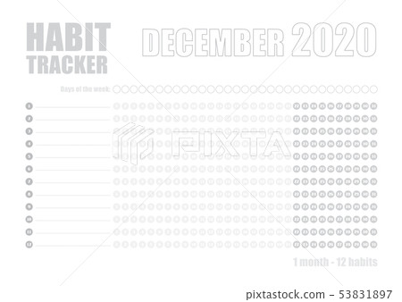 Printable blank A4 size sheet of Habit tracker template Printable blank A4 size sheet of Habit tracker template 53831897