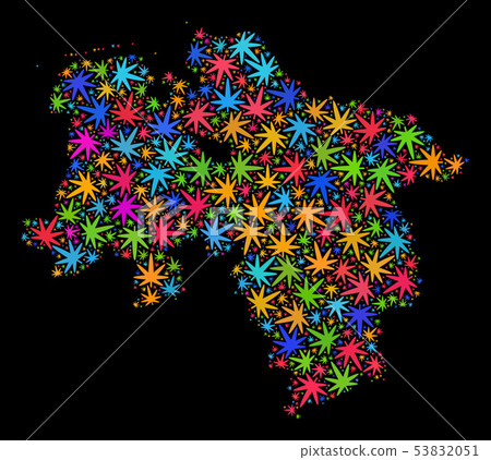 Mosaic Lower Saxony Land Map of Bright Cannabis Leaves 53832051
