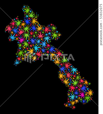 Mosaic Laos Map of Multi-Colored Cannabis Leaves Mosaic Laos Map of Multi-Colored Cannabis Leaves 53832075