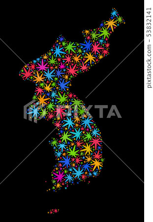 Mosaic Korea Map of Colorful Hemp Leaves Mosaic Korea Map of Colorful Hemp Leaves 53832141