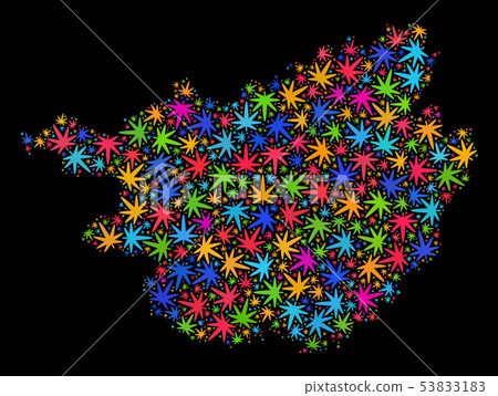 Mosaic Guangxi Province Map of Bright Hemp Leaves 53833183