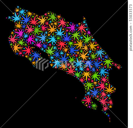 Mosaic Costa Rica Map of Bright Cannabis Leaves Mosaic Costa Rica Map of Bright Cannabis Leaves 53833573
