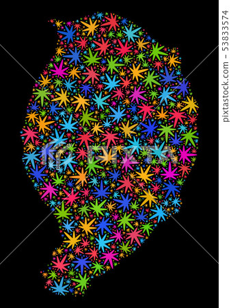 Mosaic Corvo Island Map of Colored Cannabis Leaves Mosaic Corvo Island Map of Colored Cannabis Leaves 53833574