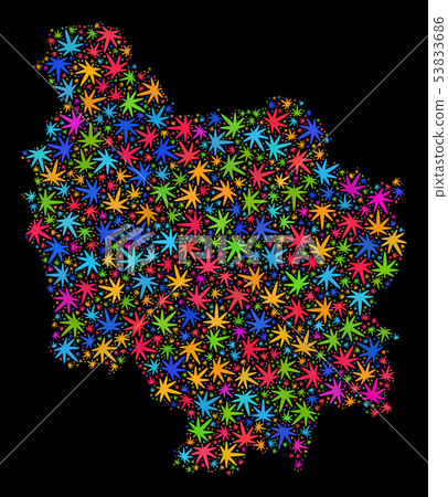 Mosaic Burgundy Province Map of Colored Hemp Leaves Mosaic Burgundy Province Map of Colored Hemp Leaves 53833686