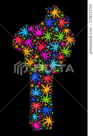 Mosaic Benin Map of Bright Cannabis Leaves 53833759