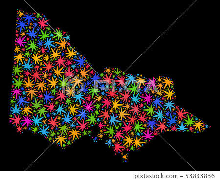 Mosaic Australian Victoria Map of Colored Cannabis Leaves Mosaic Australian Victoria Map of Colored Cannabis Leaves 53833836