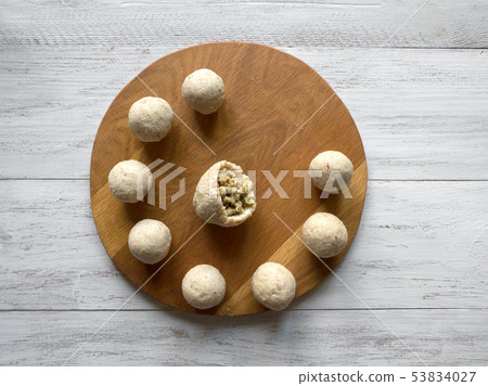 Raw Kibbeh. Cooking of Arabic meat appetizer. Raw Kibbeh. Cooking of Arabic meat appetizer. 53834027