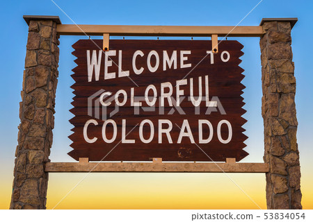 Welcome to colorful Colorado road sign 53834054