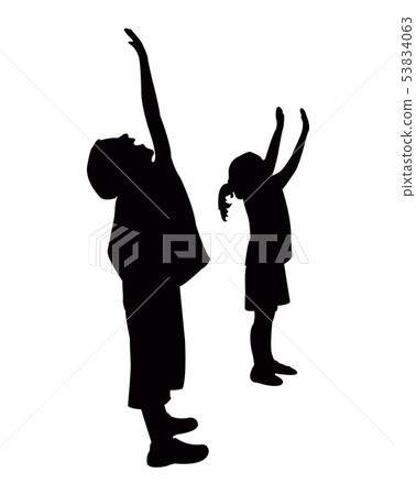 children raising theri arms,silhouette vector 53834063