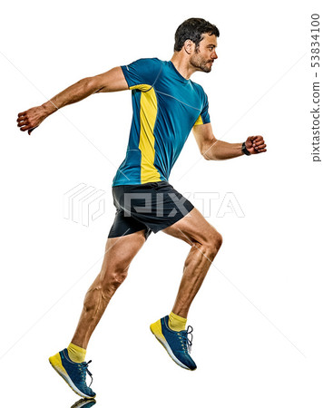 mature man running runner jogging jogger isolated white background 53834100