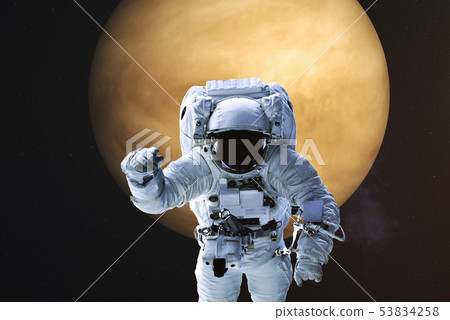 Astronaut on the background of Venus Astronaut on the background of Venus 53834258