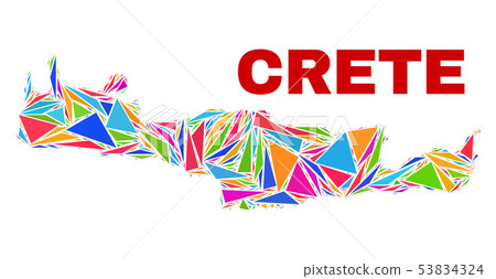 Crete Map - Mosaic of Color Triangles Crete Map - Mosaic of Color Triangles 53834324