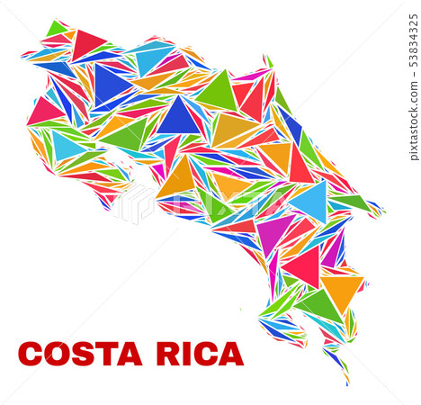 Costa Rica Map - Mosaic of Color Triangles Costa Rica Map - Mosaic of Color Triangles 53834325