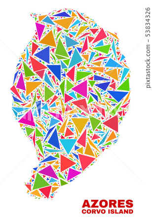 Corvo Island Map - Mosaic of Color Triangles Corvo Island Map - Mosaic of Color Triangles 53834326