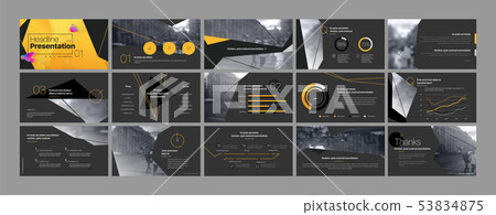 Presentation template, orange and black infographic elements. Vector slide template for business Presentation template, orange and black infographic elements. Vector slide template for business 53834875