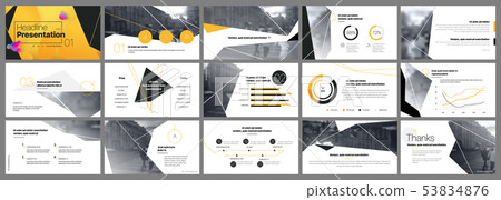 Presentation template, orange and black infographic elements. Vector slide template for business 53834876