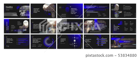 Presentation template, blue and black infographic elements. Vector slide template for business 53834880